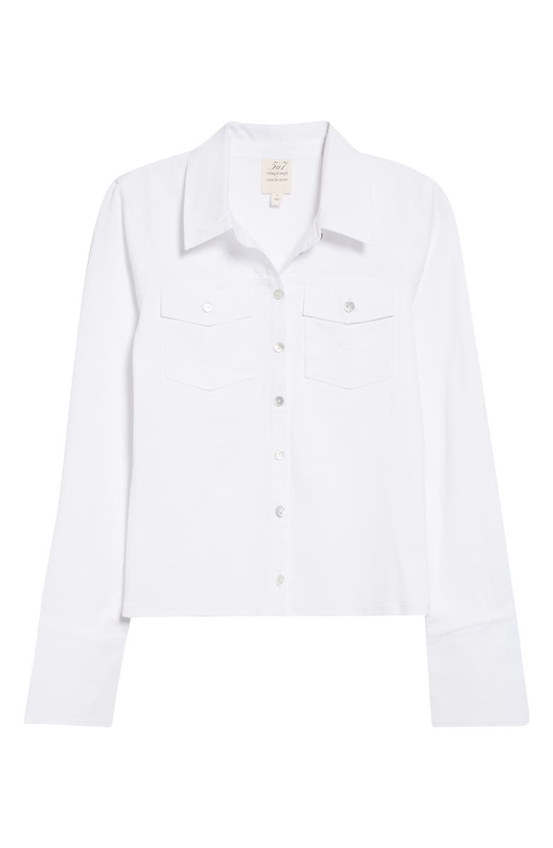 Cinq à Sept Lyric Button-Up Knit Shirt, Alternate, color, White/ White