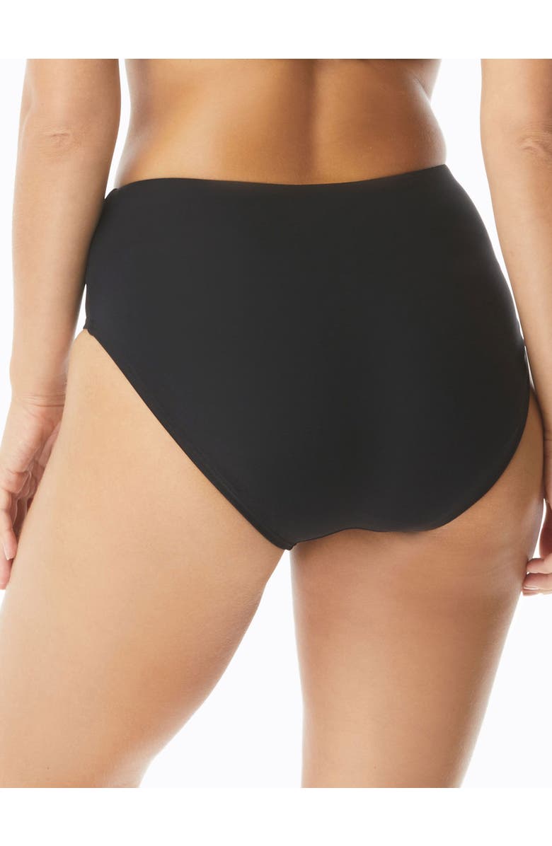 Coco Contours Onyx High Waist Bikini Swim Bottom, Alternate, color, Black