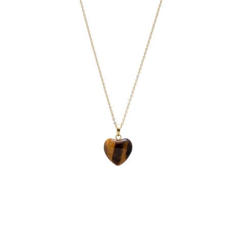 Colored Natural Stone Heart Pendant Necklace