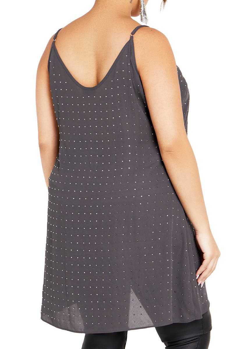 City Chic Stud High/Low Camisole, Alternate, color, Grey