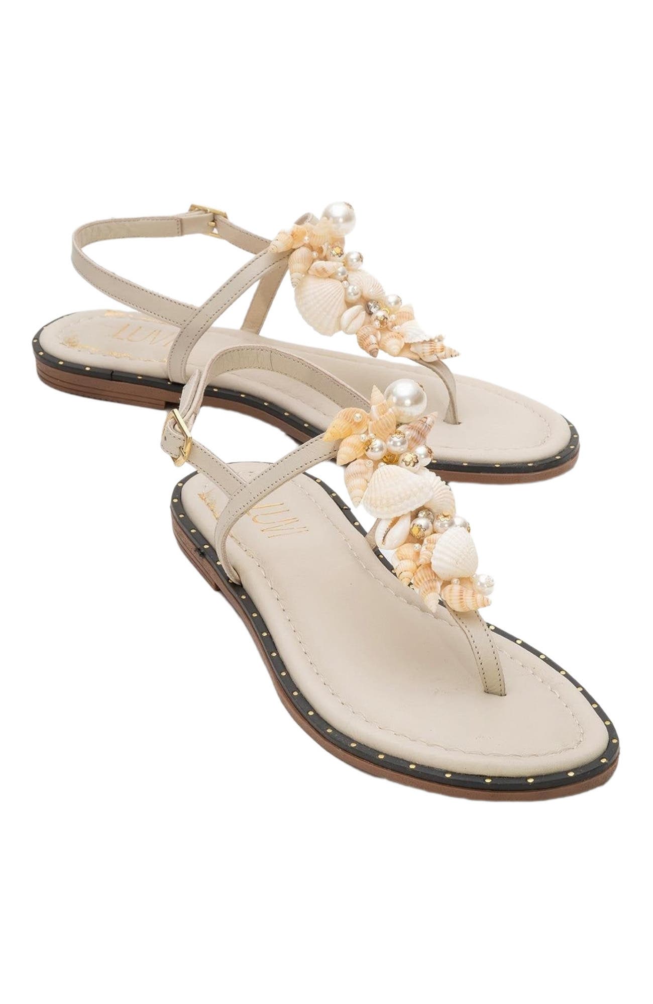 Forever & Always Shoes JOE Leather Thong Sandal, Main, color, Beige Leather