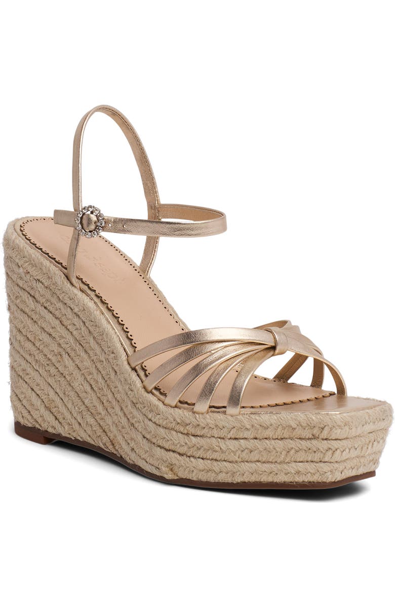Cinq à Sept Helen Metallic Espadrille Wedge, Main, color, Light Gold Metallic