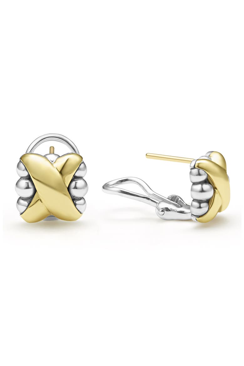 Embrace Omega Earrings, Alternate, color, GOLD/ SILVER