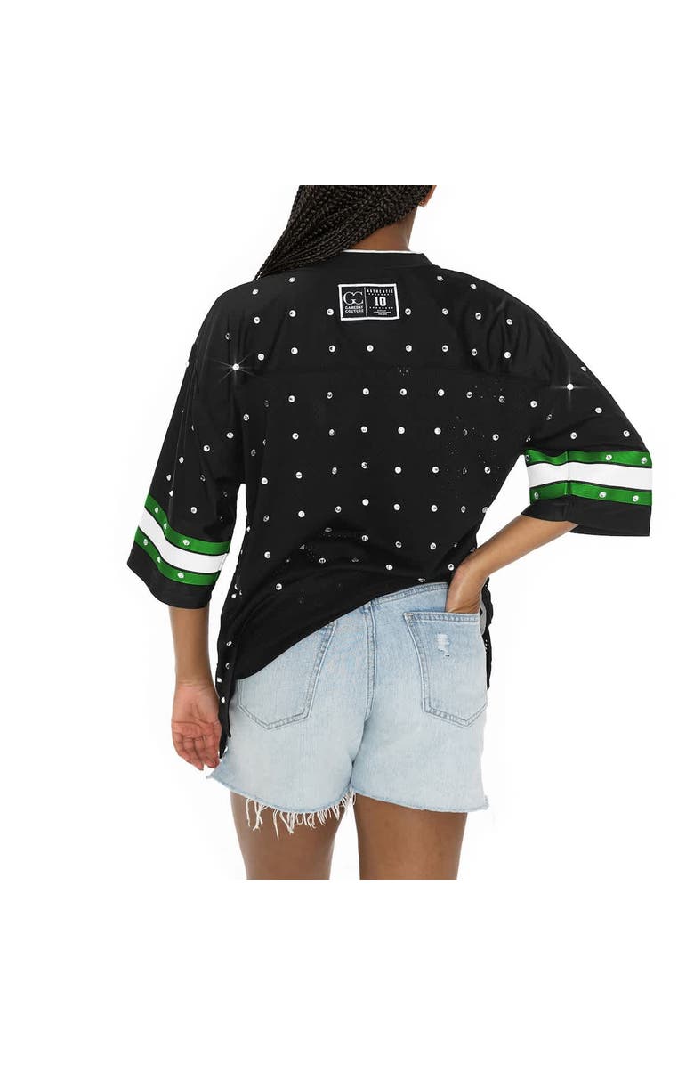 GAMEDAY COUTURE Women's Gameday Couture Black Philadelphia Eagles Kickoff Time Allover Rhinestone Sports Stripe Jersey V-Neck T-Shirt, Alternate, color, 