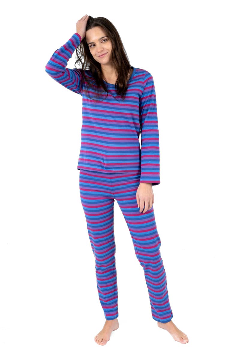 Leveret Women’s Loose Fit Cotton Matching Family Pajamas, Fun & Character Themes, Alternate, color, Unicorn Stripes
