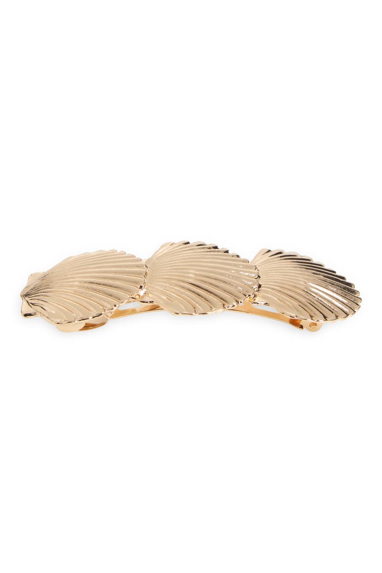 Metal Shell Barrette, Main, color, GOLD