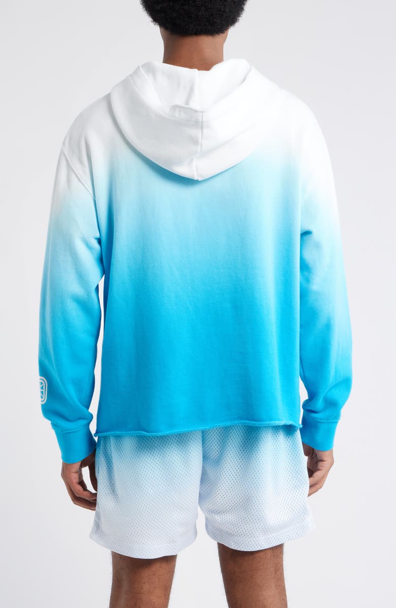 OVERTIME Raw Edge Graphic Dip Dye Hoodie, Alternate, color, Blue