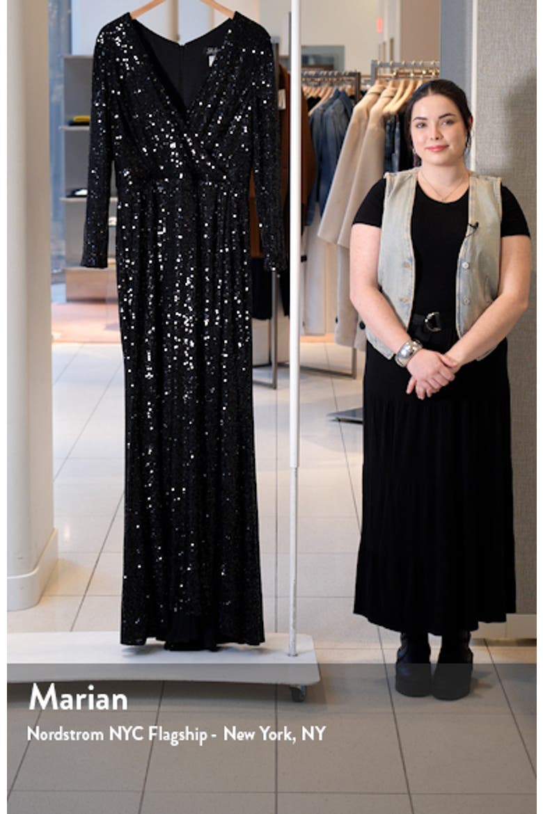 Long Sleeve Sequin Plus Size Dress with Slit video