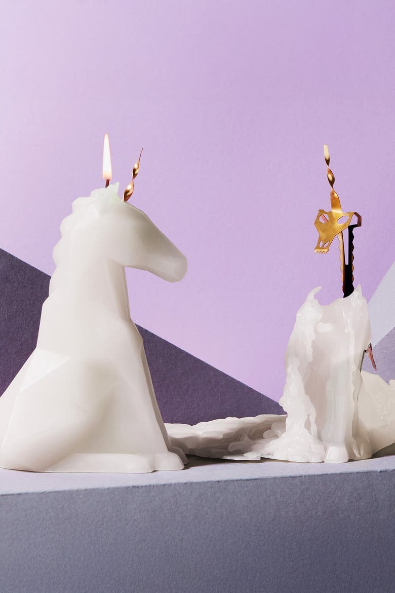 PyroPet Einar Unicorn Candle, Alternate, color, White