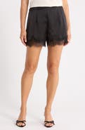 Renee C Lace Trim Satin Shorts