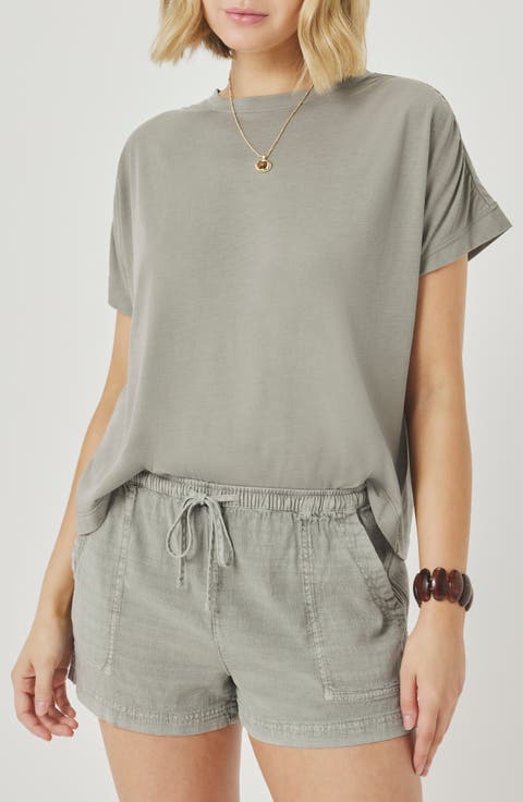 Rebecca Shirred Sleeve Cotton Blend T-Shirt