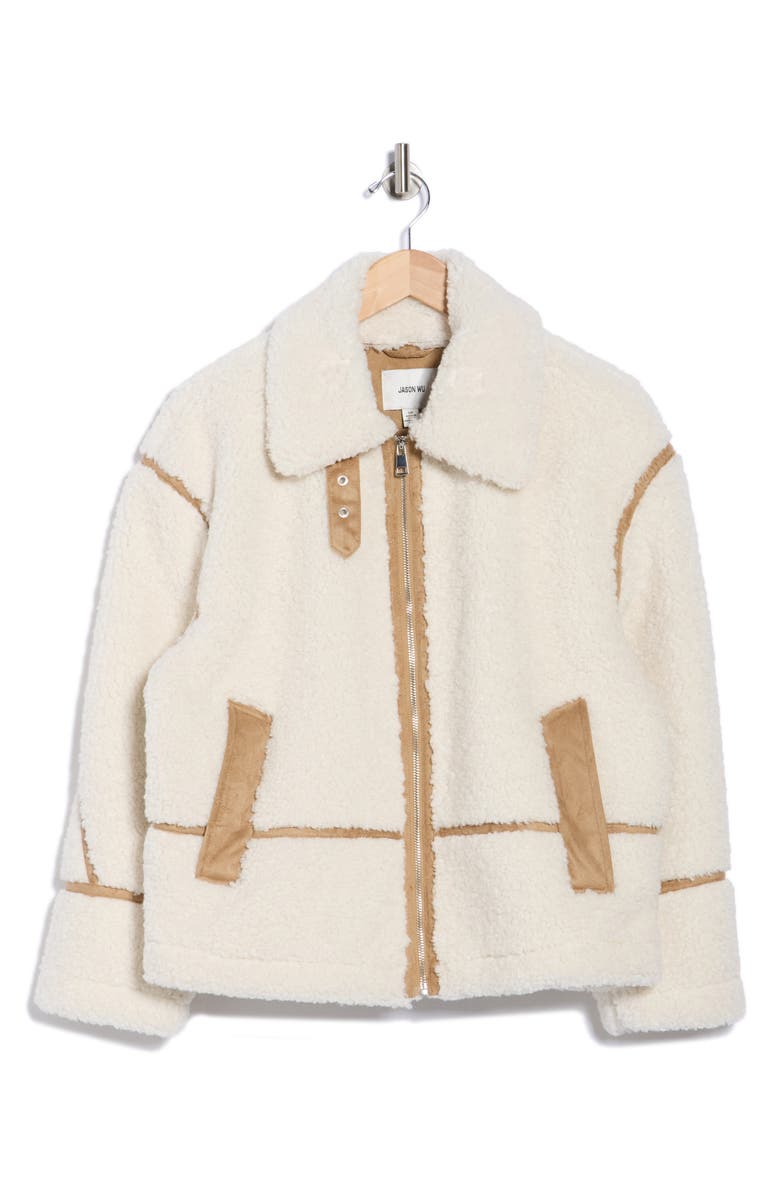 JASON WU Faux Shearling Jacket, Alternate, color, Ivory/ Camel