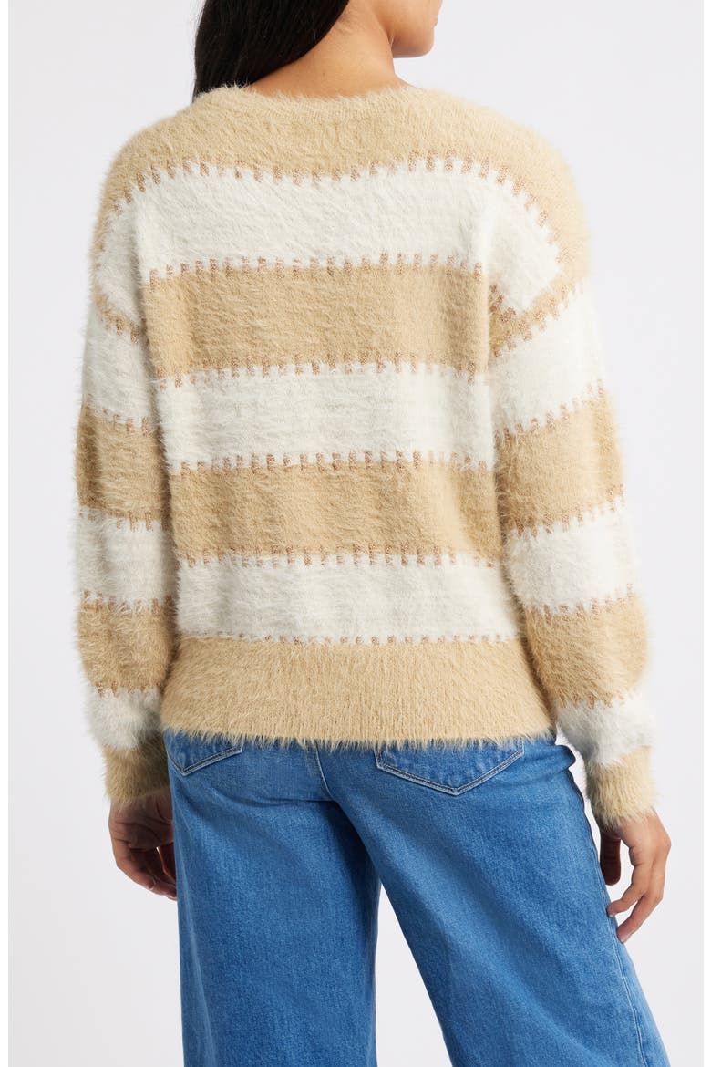Stripe Metallic Boat Neck Sweater, Alternate, color, CHAMPAGNE/ TAUPE