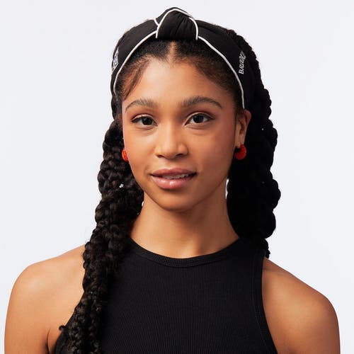 Lele Sadoughi Nba Brooklyn Nets Embroidered Headband In Black