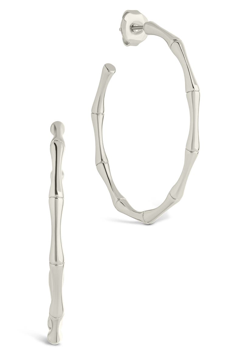 Delia Textured Hoop Earrings, Main, color, SILVER