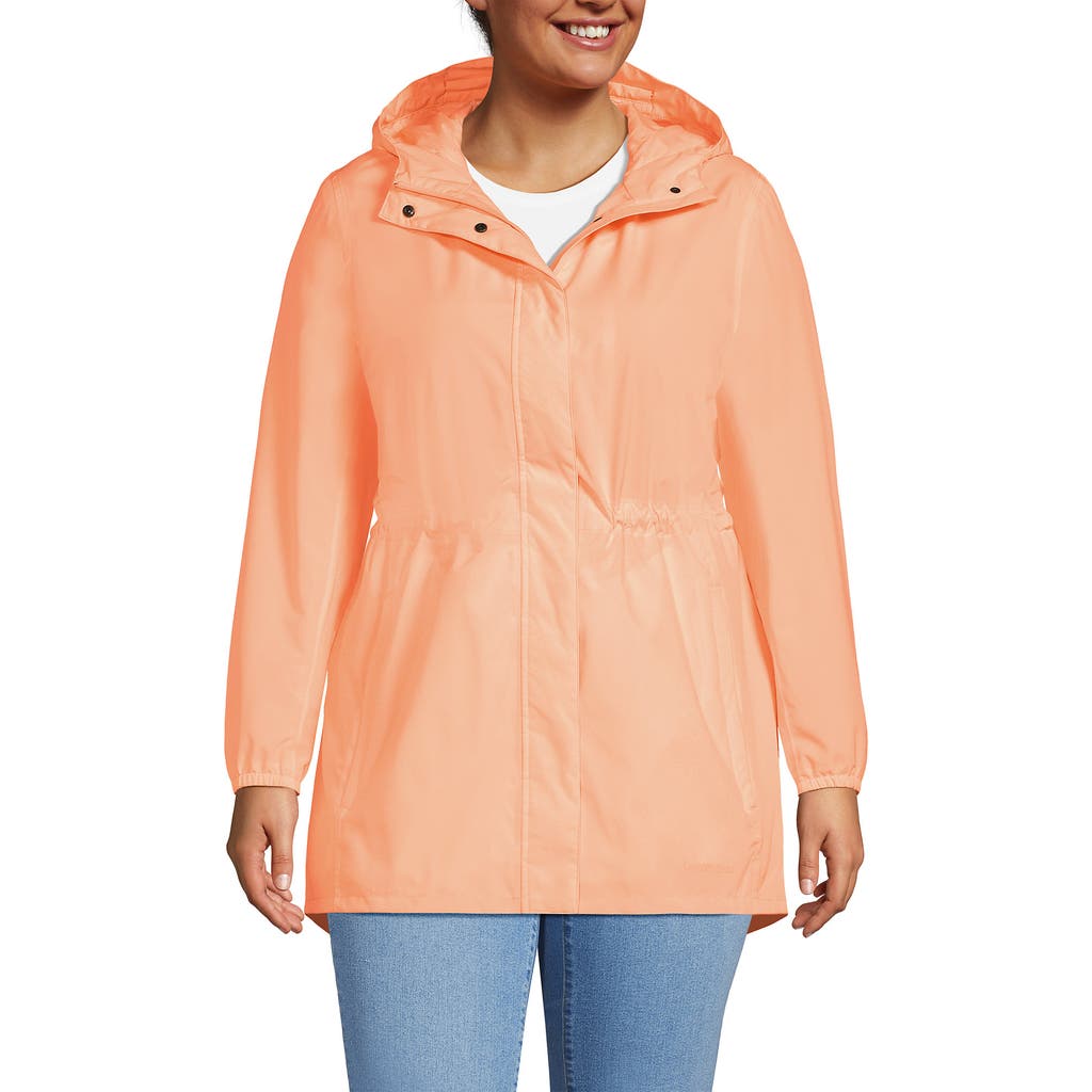 Lands' End Squall Packable Waterproof Raincoat In Peach Sorbet