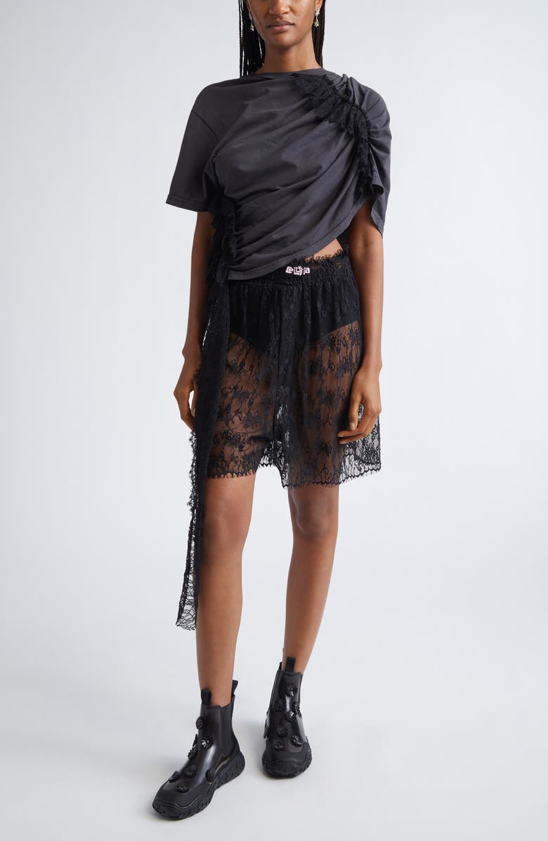 Collina Strada Eva Lace Trim Organic Cotton T-Shirt, Main, color, Charcoal