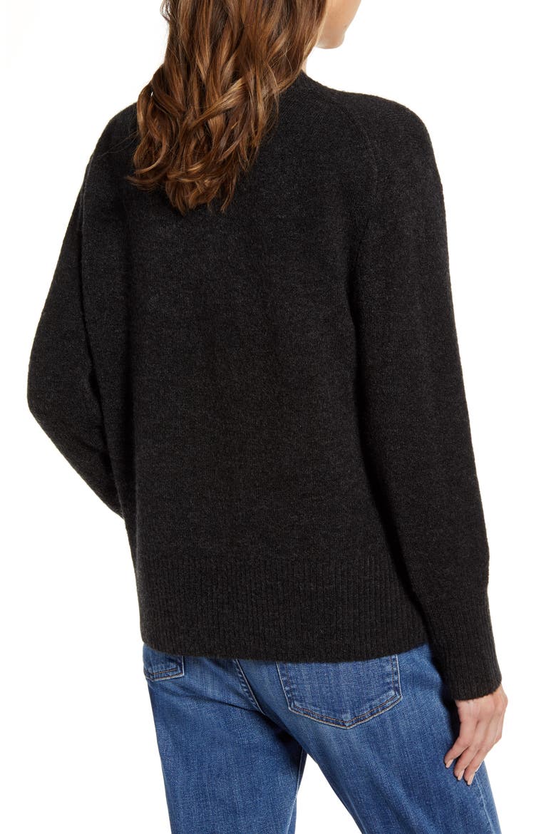 Cozy V-Neck Sweater, Alternate, color, GREY DARK CHARCOAL HEATHER