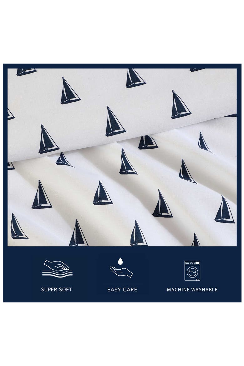 Windtale Boat Print 200 Thread Count Cotton Percale Sheet Set, Alternate, color, DARK BLUE