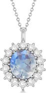 ALLUREZ Oval Moonstone and Diamond Pendant Necklace 14k