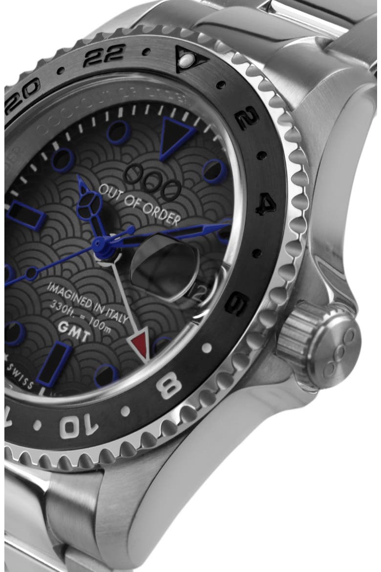 GMT Tokyo Shibuya Bracelet Watch, 44mm, Alternate, color, BLACK