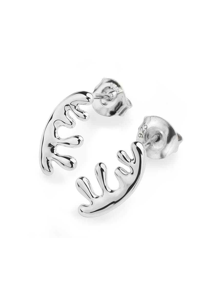 Silver Wave Studs, Main, color, Sterling Silver