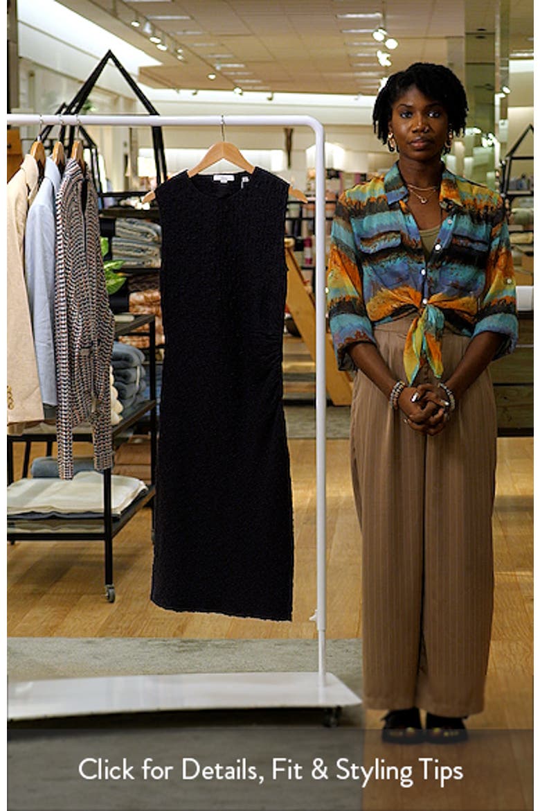 Textured Ruched Side Sleeveless Dress video