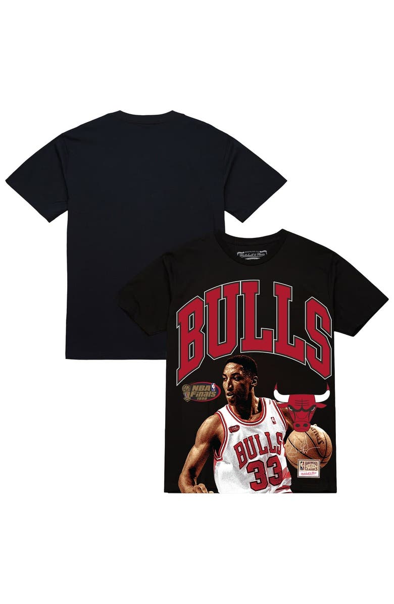 Mitchell & Ness Men's Mitchell & Ness Scottie Pippen Black Chicago Bulls Hardwood Classics Player Arch T-Shirt, Main, color, Black