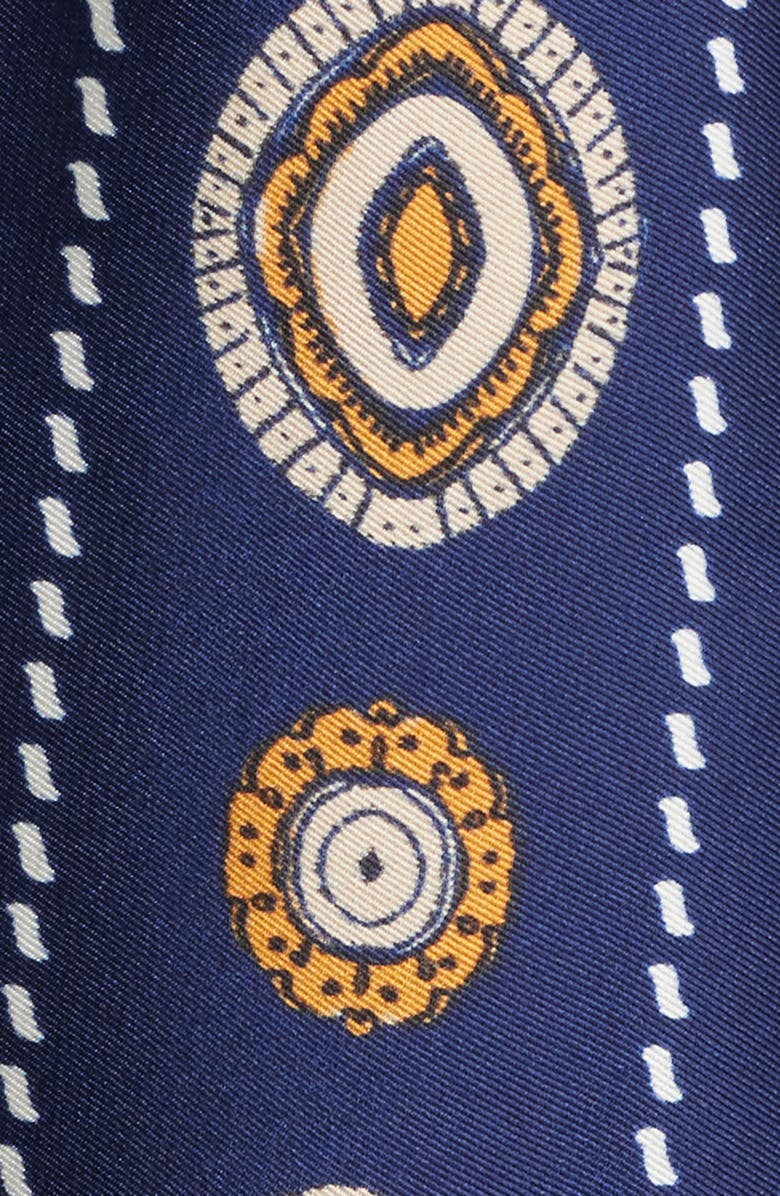 Anne Klein Medallion Print Long Sleeve Tie Waist Shirtdress, Alternate, color, Distant Mountain Multi