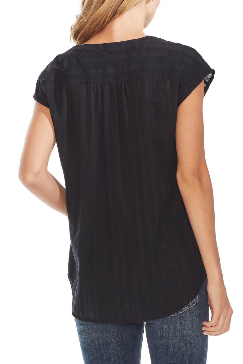Textured Cotton Gauze Top, Alternate, color, RICH BLACK
