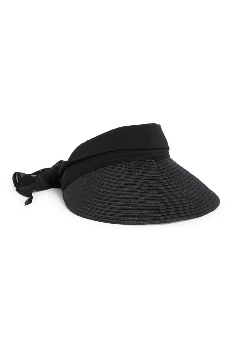 Chiffon Tie Back Visor, Main, color, BLACK ONYX