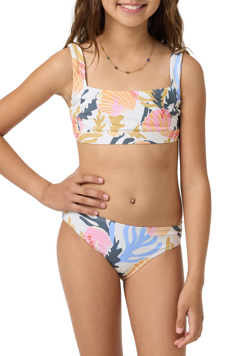 O'Neill Kids' Cora Geo Two-Piece Swimsuit, Main, color, Pink Multi Colored