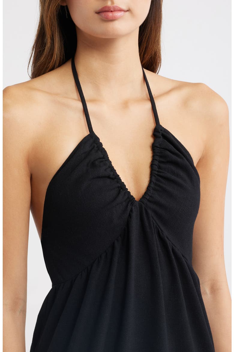 Kenna Tiered Halter Midi Dress, Alternate, color, BLACK