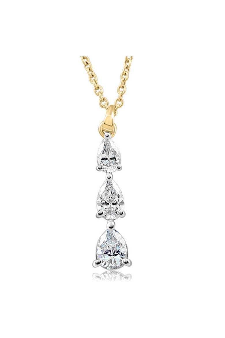 1/2Ct Pear Shape Diamond Three Stone Pendant Gold Necklace Lab Grown, Main, color, 10k Yellow Gold