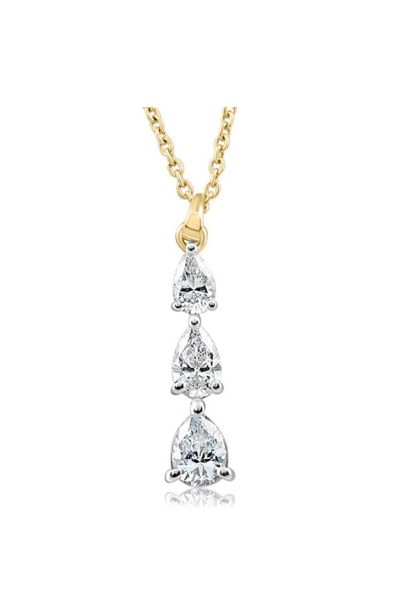 Bliss Diamond 1/2Ct Pear Shape Diamond Three Stone Pendant Gold Necklace Lab Grown, Main, color, 10K Yellow Gold