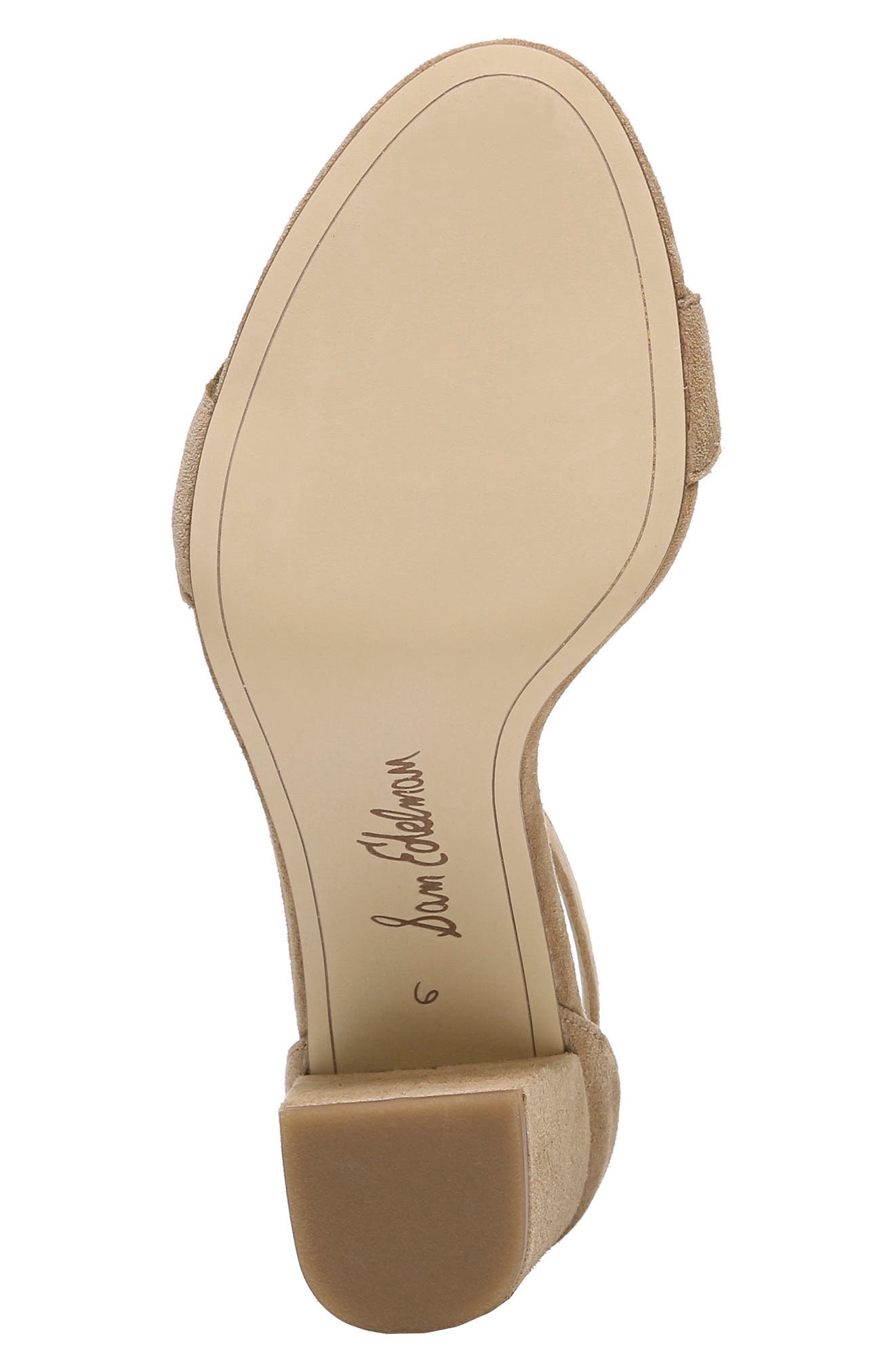 Odila Scalloped Ankle Strap Sandal, Alternate, color, GOLDEN CARAMEL SUEDE