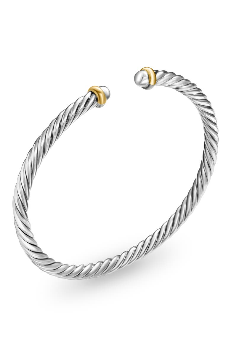 Cable Flex Bracelet in Sterling Silver with 14K Yellow Gold, 4mm, Alternate, color, STERLING SILVER/ GOLD