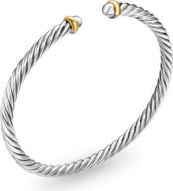 Cable Flex Bracelet in Sterling Silver with 14K Yellow Gold