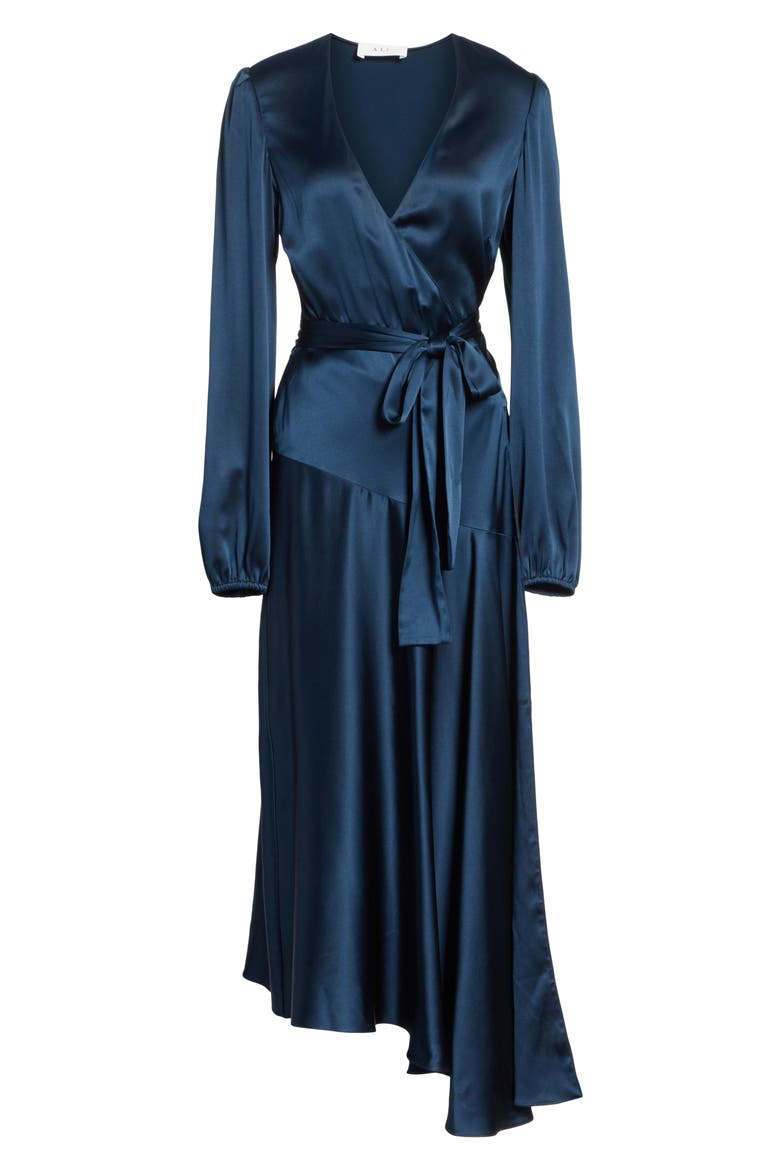 Darby Stretch Silk Wrap Dress, Alternate, color, ADMIRAL