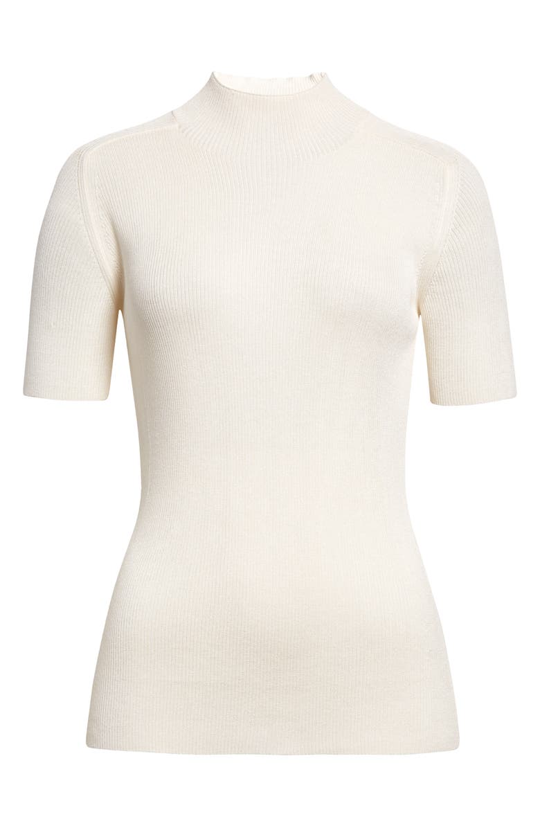 Lafayette 148 New York Mock Neck Short Sleeve Rib Sweater, Alternate, color,