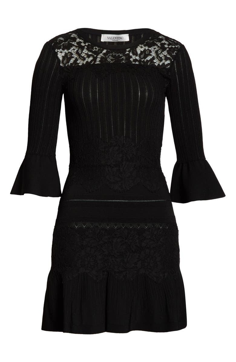 Valentino Lace Trim Sweater Dress, Alternate, color, 