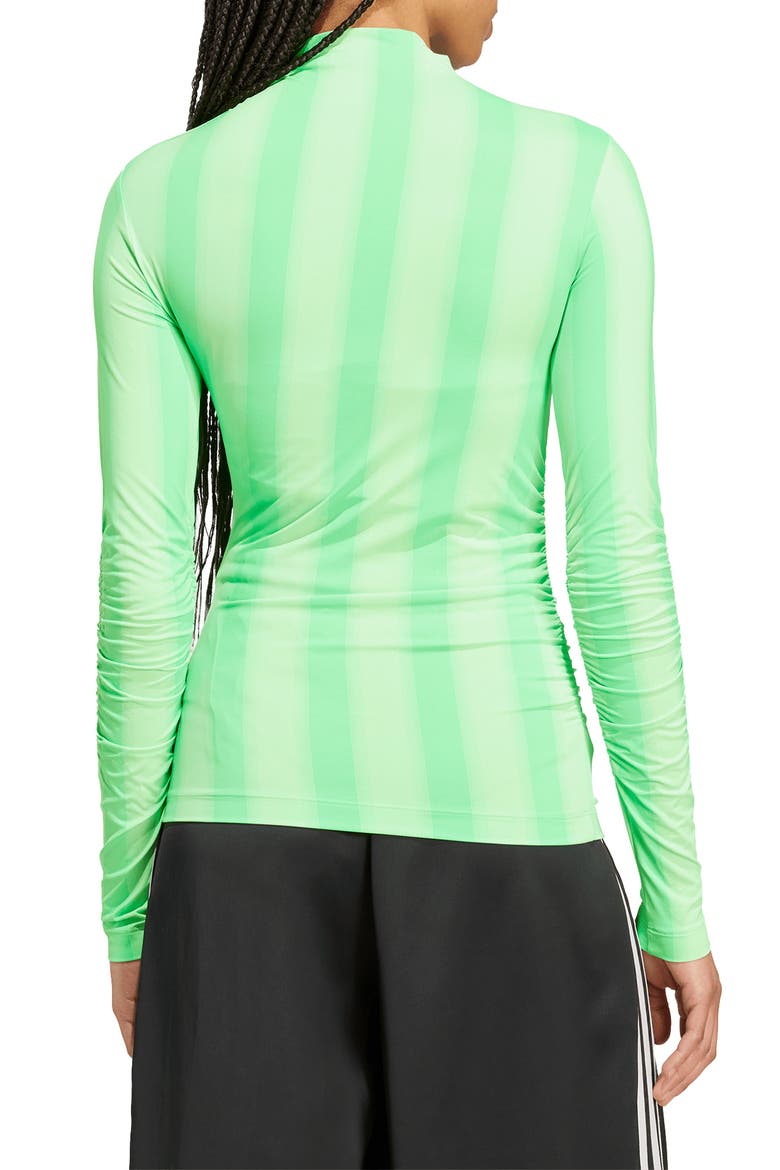Stripe Long Sleeve Ruched Top, Alternate, color, SCREAMING GREEN