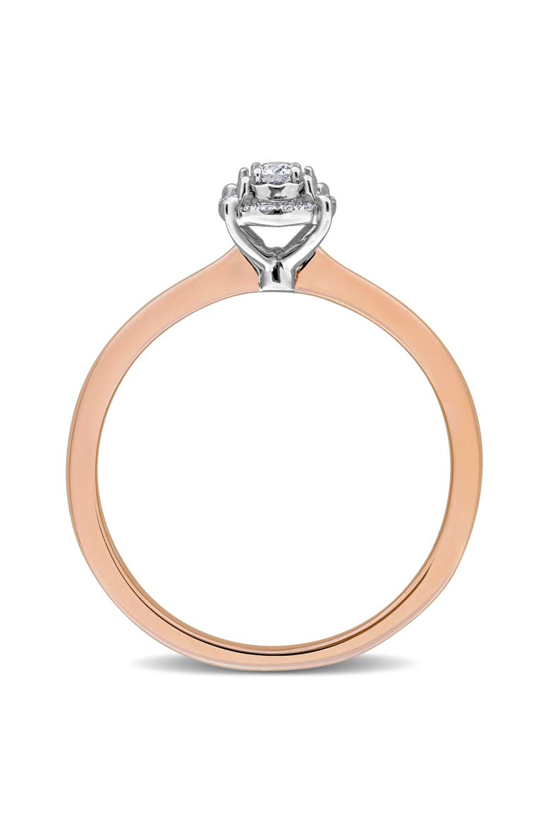Lab-Grown Diamond Halo Ring 18k Two-Tone, Alternate, color, Rose Gold