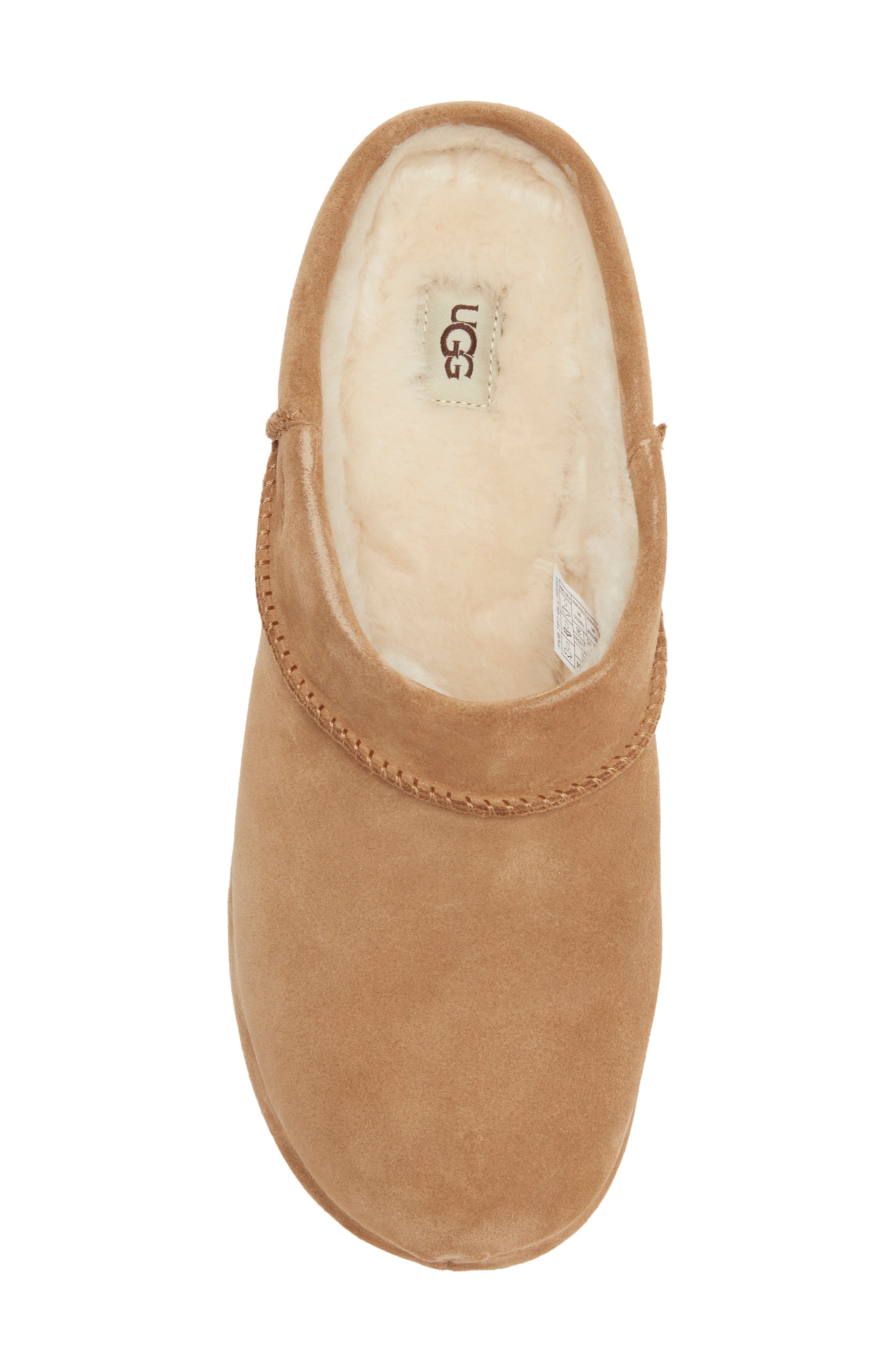Enwrap Genuine Shearling Lined Leather Clog, Alternate, color, CHESTNUT