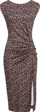 Diane von Furstenberg Andie Ruched Side Slit Dress