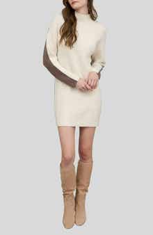 Blu Pepper Colorblock Mock Neck Long Sleeve Sweater Dress