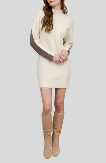 Blu Pepper Colorblock Mock Neck Long Sleeve Sweater Dress