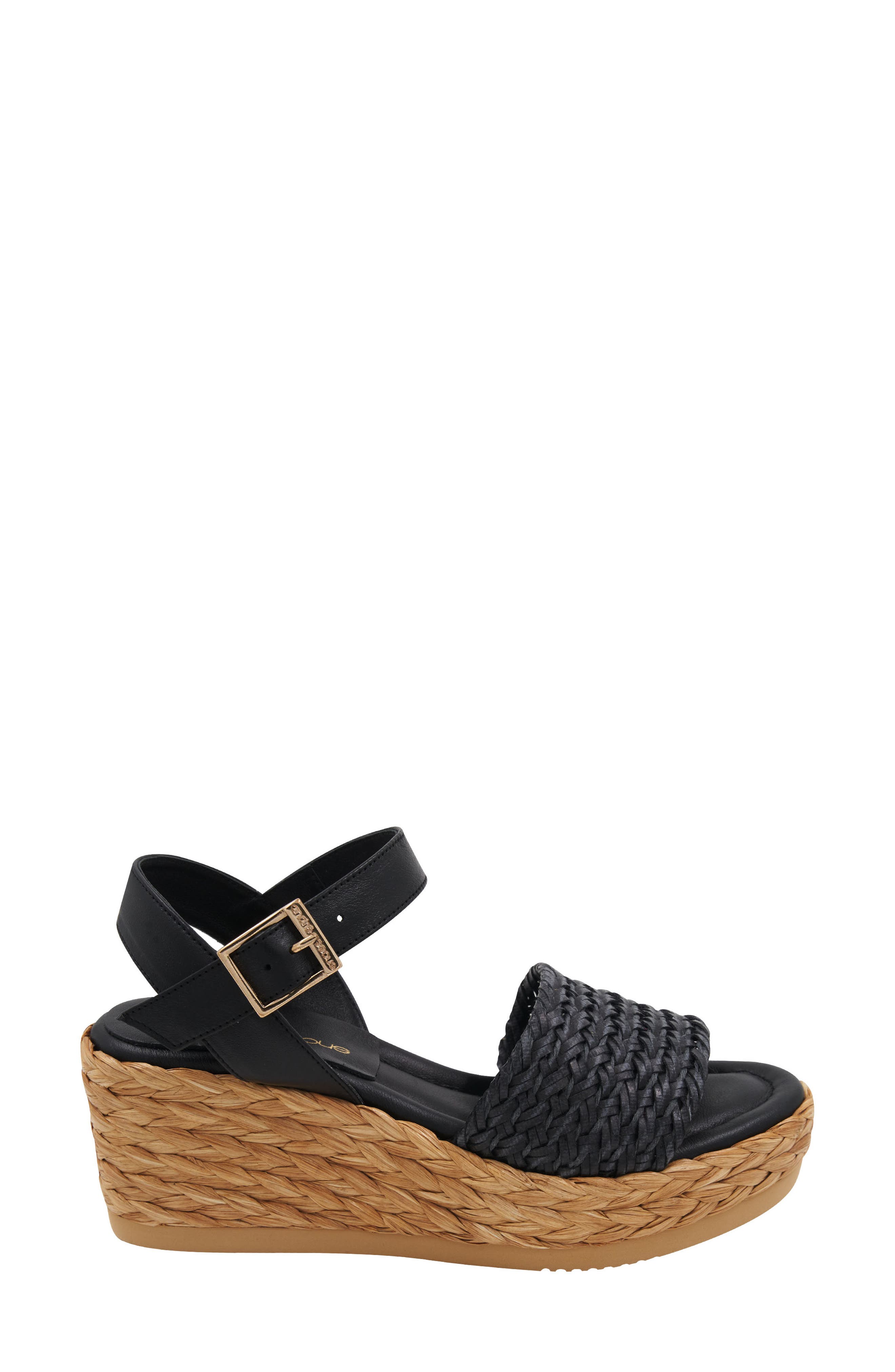 André Assous Carissa Ankle Strap Espadrille Platform Wedge Sandal, Alternate, color, Black