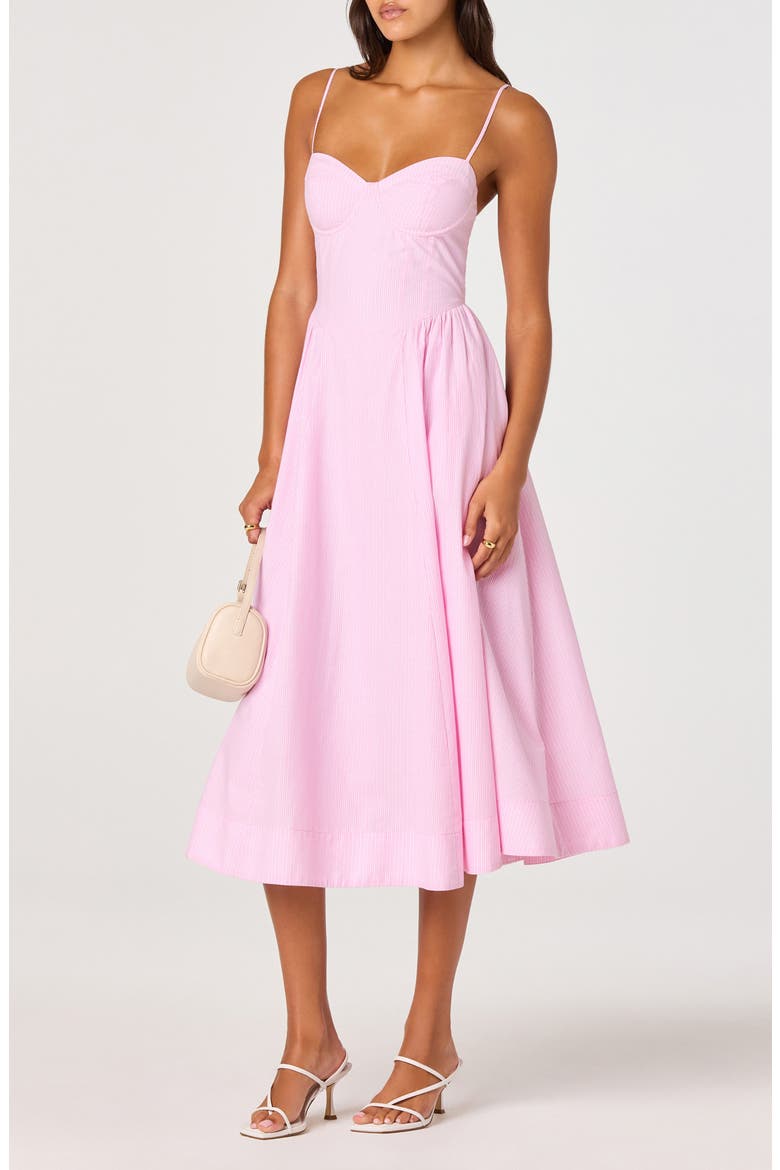 Bellamy Stripe Cotton A-Line Dress, Alternate, color, PINK STRIPE