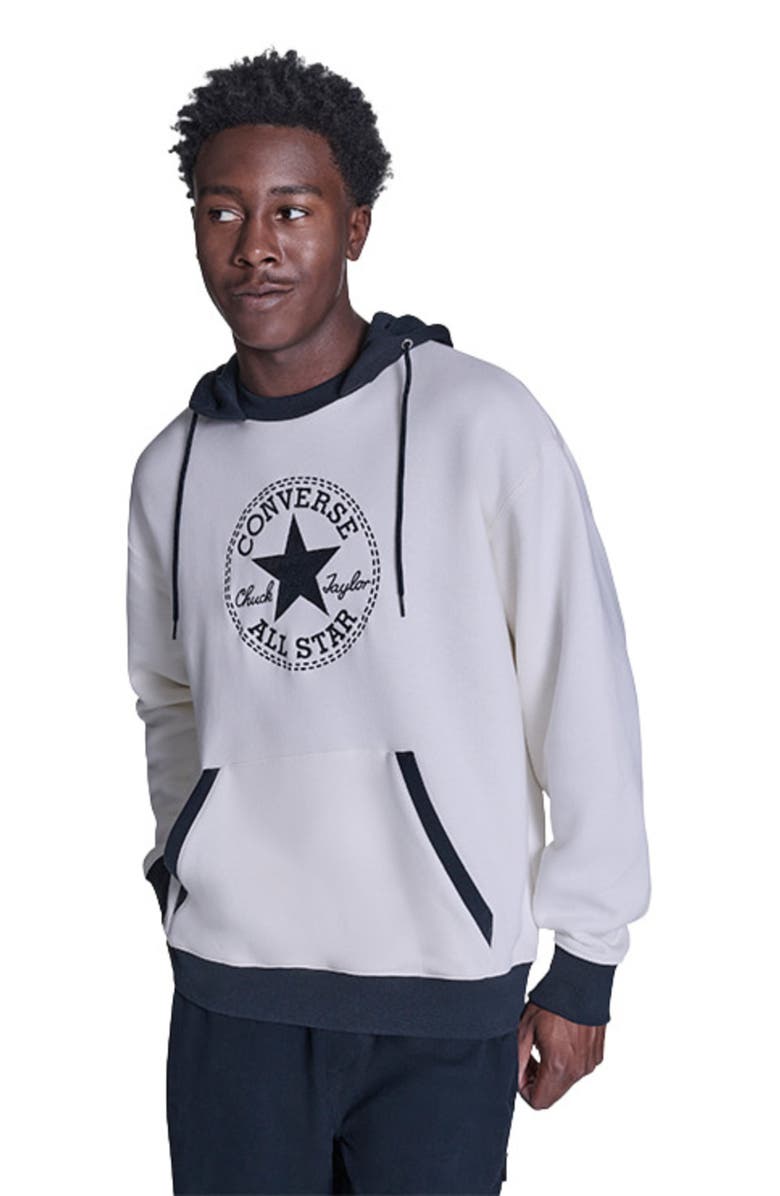 Converse Chuck Taylor Patch Two-Tone Hoodie, Main, color, Converse Egret